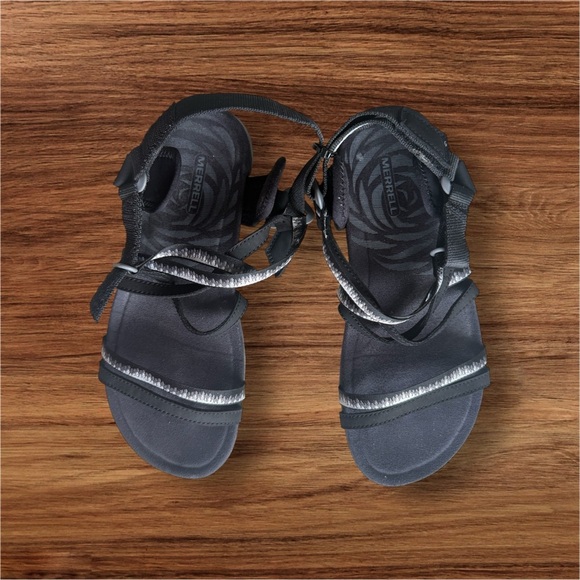 Merrell Women's Terran 3 Cush  Black/White Slide Sandals size 7/ 37 Outdoor - Picture 2 of 16